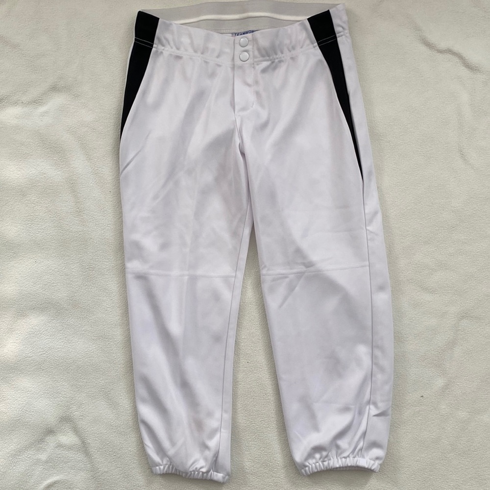 White Softball Pants with black stripe